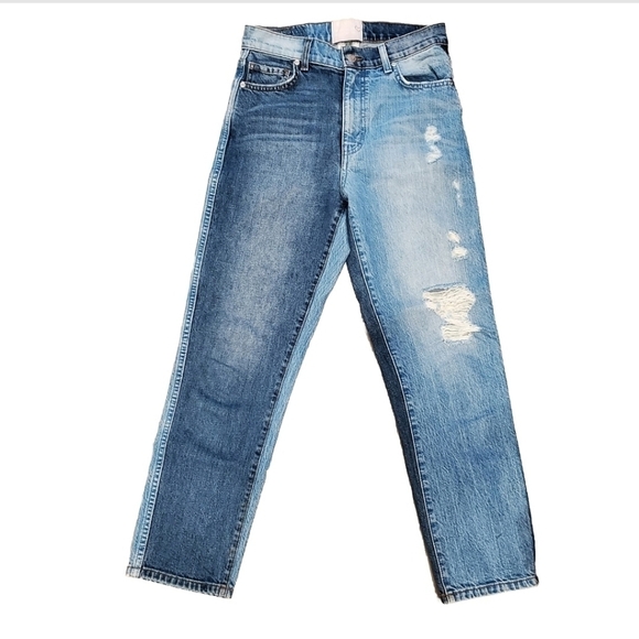 Revice Patchwork Two Toned Distressed Jeans - Picture 1 of 5